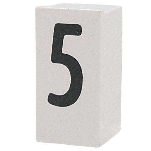 Tile Special 1 × 2 × 5/6 with Stud Hole in End with '5' print White
