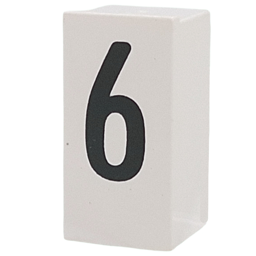 Tile Special 1 × 2 × 5/6 with Stud Hole in End with '6' print White