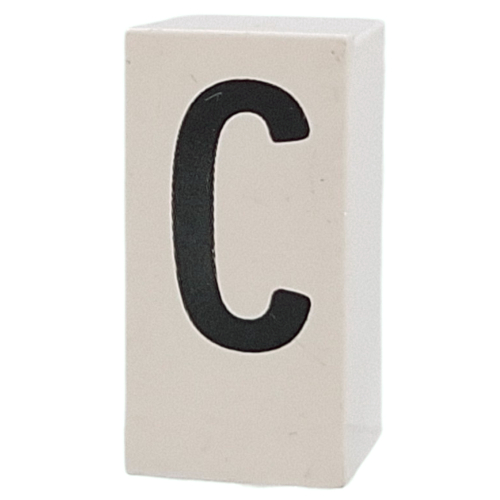 Tile Special 1 × 2 × 5/6 with Stud Hole in End with 'C' print Weiß