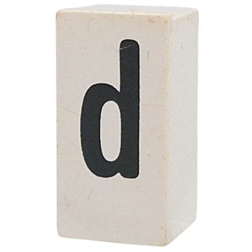 Tile Special 1 × 2 × 5/6 with Stud Hole in End with 'd' print White