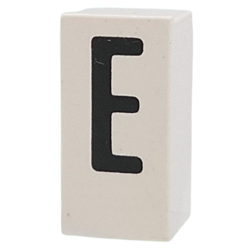 Tile Special 1 × 2 × 5/6 with Stud Hole in End with E' print White