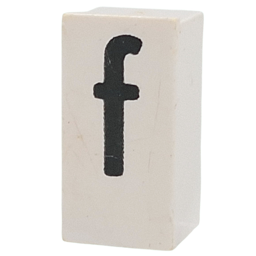 Tile Special 1 × 2 × 5/6 with Stud Hole in End with 'f' print Weiß