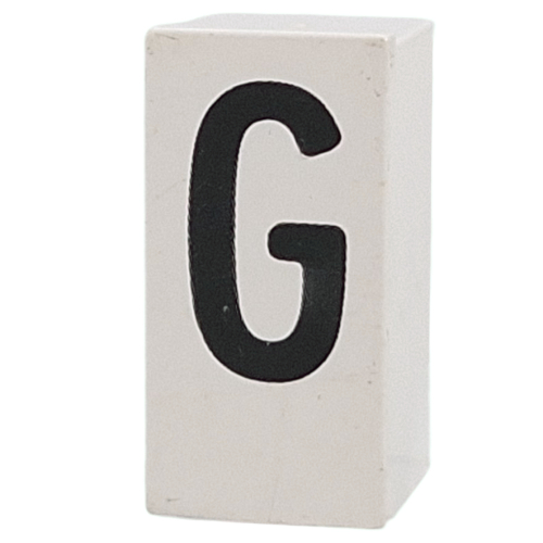 Tile Special 1 × 2 × 5/6 with Stud Hole in End with 'G' print White