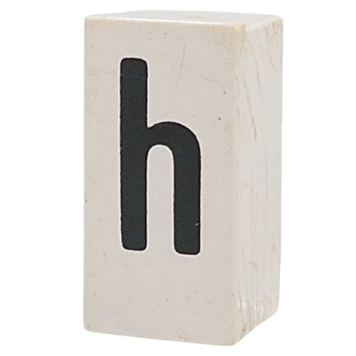 Tile Special 1 × 2 × 5/6 with Stud Hole in End with 'h' print White