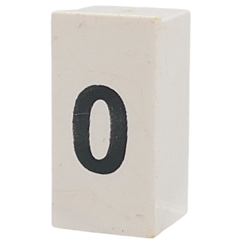 Tile Special 1 × 2 × 5/6 with Stud Hole in End with 'o' print White