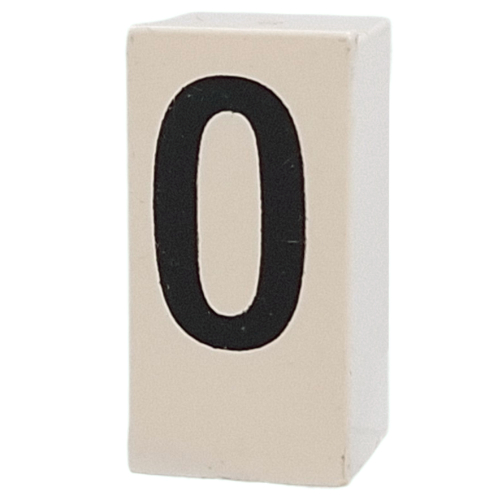 Tile Special 1 × 2 × 5/6 with Stud Hole in End with 'O' print White