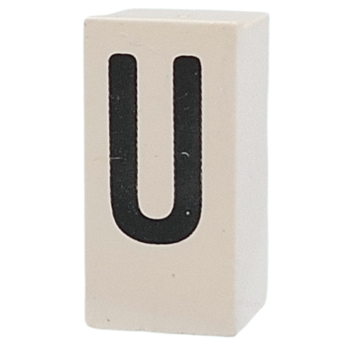 Tile Special 1 × 2 × 5/6 with Stud Hole in End with 'U' print Weiß