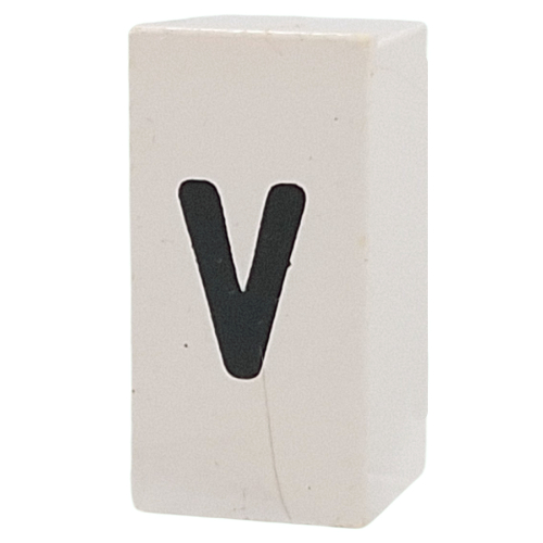 Tile Special 1 × 2 × 5/6 with Stud Hole in End with 'v' print White