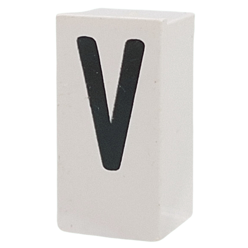 Tile Special 1 × 2 × 5/6 with Stud Hole in End with 'V' print White