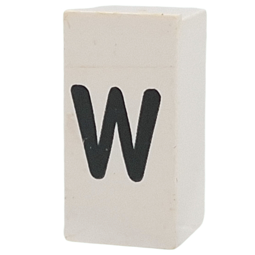 Tile Special 1 × 2 × 5/6 with Stud Hole in End with 'w' print White