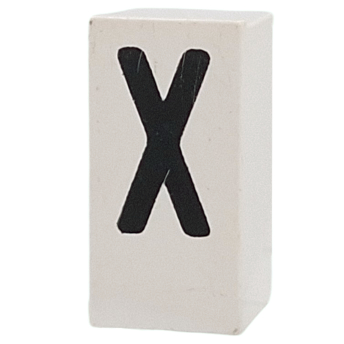 Tile Special 1 × 2 × 5/6 with Stud Hole in End with 'X' Print