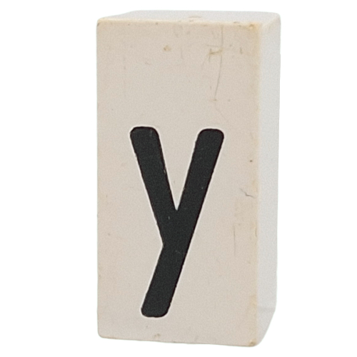 Tile Special 1 × 2 × 5/6 with Stud Hole in End with 'y' print White