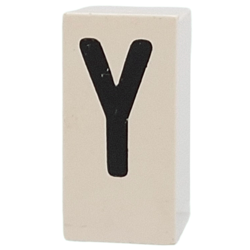 Tile Special 1 × 2 × 5/6 with Stud Hole in End with 'Y' Print in Weiß
