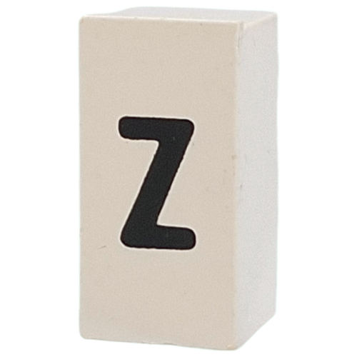Tile Special 1 × 2 × 5/6 with Stud Hole in End with 'z' print White