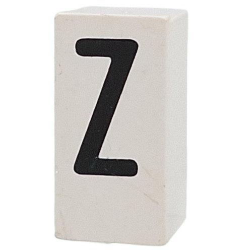 Tile Special 1 × 2 × 5/6 with Stud Hole in End with 'Z' print Weiß