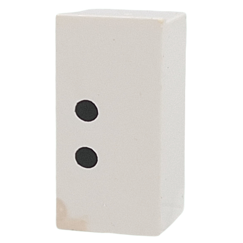 Fliese speziell 1 × 2 × 5/6 mit Noppe Loch in Ende mit ':' Druck