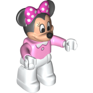 Duplo Figure Minnie Mouse with Bright Pink Top - White Legs Bright Pink