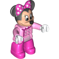 Duplo Figure Minnie Mouse with Jacket with 4 Buttons Print, and Dark Pink Legs Bright Pink