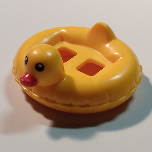 Minifig Hipwear Duck Swim Ring / Floatie / Inflatable Black Eyes and Red Beak Print Bright Light Orange