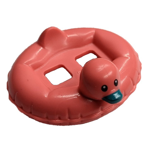 Minifig Hipwear Duck Swim Ring / Floatie / Inflatable Black Eyes and Dark Turquoise Beak Print Coral