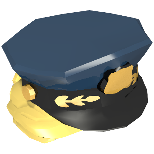 Hair and Hat, Bun, Police with Dark Blue Top with Gold Badge and Laurel Print Bright Light Yellow
