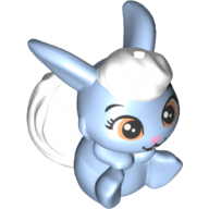 Animal, Rabbit / Bunny Sitting with White Hair and Tail Print Leuchtendes Hellblau