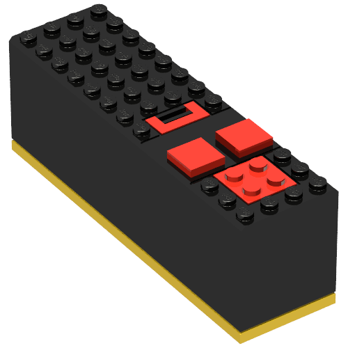Battery Box, 9V 4 × 14 × 4 with Yellow Base [Complete Assembly] Schwarz
