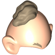Head Top, Bald Conehead with Large Ears, Dark Tan Eyebrows and Hair Tuft Print Light Nougat