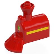 Duplo Train Front, Steam Engine with Cow Catcher with Green Light and Yellow Stripe Print Rot