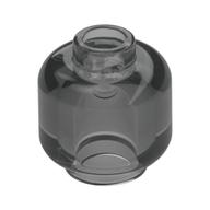 Minifig Head [Plain] [Vented Stud - 2 Holes] Trans-Black
