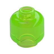 Minifig Head [Plain] [Vented Stud - 2 Holes] Transparent-Hellgrün