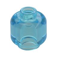 Minifig Head [Plain] [Vented Stud - 2 Holes] Transparent-Hellblau