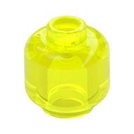 Minifig Head [Plain] [Vented Stud - 2 Holes] Transparent-Neongrün