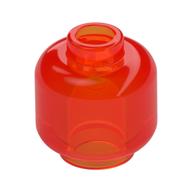 Minifig Head [Plain] [Vented Stud - 2 Holes] Trans-Neon Orange
