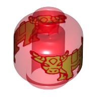 Minifig Head (No Face), Gold Bull print Transparent-Rot