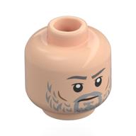 Minifig Head Cobb Vanth, Dark Bluish Grey Eyebrows, Scruffy Light Bluish Grey Beard, Neutral / Lopsided Grin Hellnougat