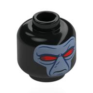 Minifig Head Cad Bane, Sand Blue Face, Dark Blue Lines, Red Eyes Schwarz