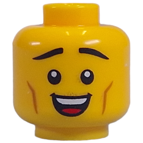 Minifig Head Determined Grimace, Sweat / Relieved Smile print Gelb