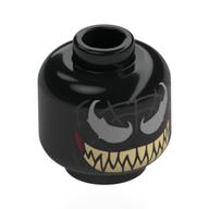 Minifig Head Venom, Silver Webbing, Spider Eyes, Sharp Tan Teeth Schwarz