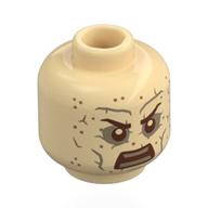 Minifig Head Sand Man, Dark Brown Eyebrows, Eyes, Mouth, Dark Tan Eyeshadow, Teeth, Sand Ptiny Beige
