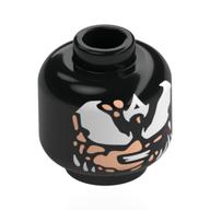 Minifig Head Captain America, Light Nougat Faces, White Venom Eyes, 'A' Venomized Schwarz