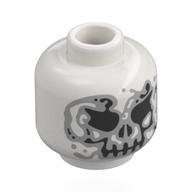 Minifig Head Mysterio, Skull with Light Bluish Grey Smoke White