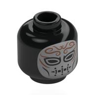 Minifig Head Death Eater, Silver Mask, Black Eyes, Copper Decorations / Silver Markings Schwarz