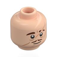 Minifig Head Remus Lupin, Reddish Brown Eyebrows, Moustache, Nougat Scars, Neutral / Yellow Eyes, Fangs, Screaming Hellnougat