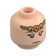 Minifig Head Zelda, Gold Tiara, Dark Tan Eyebrows, Large Eyelashes, Open Mouth Angry Scream / Neutral Print Hellnougat