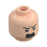 Minifig Head Thompson, Black Eyebrows, Thick Moustache Rounded, Angry / Smile, Closed Eyes Hellnougat