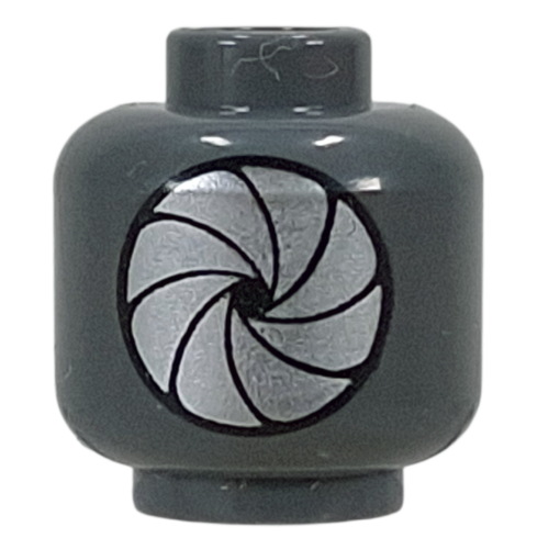 Minifig Head, Silver Diaphragm, Closed / Open Dunkelblaugrau