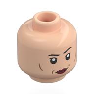 Minifig Head Colonel Ward, Dark Brown Eyebrows, Dark Red Lips, Cheek Lines, Smirk / Annoyed Hellnougat