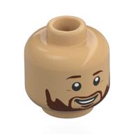 Minifig Head Lionel Messi, Reddish Brown Eyebrows, beard, Smiling Warm Tan