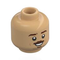 Minifig Head Charles Leclerc, Reddish Brown Eyebrows, Moustache, Open Mouth Smile Warmes Beige